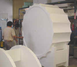 MGM TV's Red, White & Blondefeatures these 84-inch diameter fluted columns, seen here being assembled and in our Polycoat spray booth.