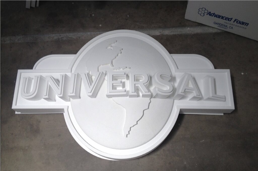 Universal Studios letters in foam.